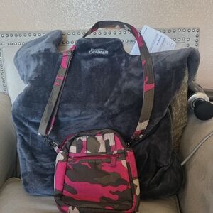 Lug Crossbody Bag in Pink and Brown Camo